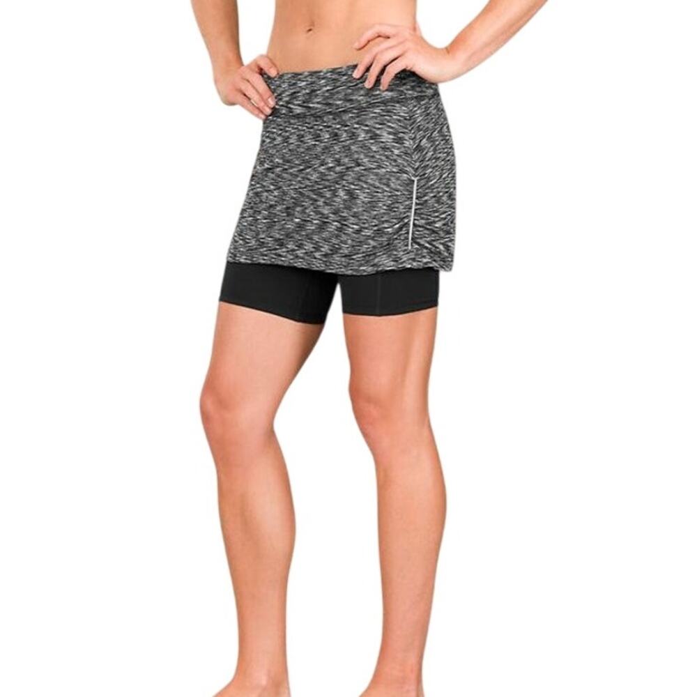 Athleta Contender 2 in 1 Skort Womens S Black Space Dye Running Trail Athletic